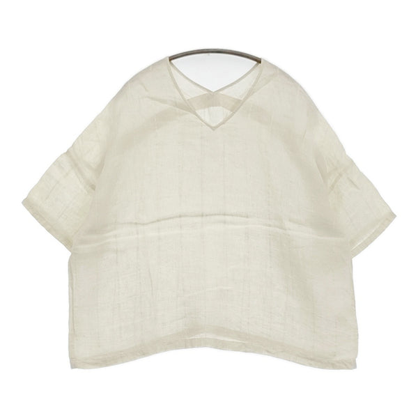 evam eva linen stitches pullover 定価26400円 E251T172 サイズM ブラウス シャツ 25SS アイボリー レディース エヴァムエヴァ【中古】5-0902S♪