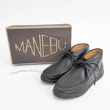 MANEBU シュリンクカウレザーショートワラビーブーツ 37 シューズ・靴 ブラック レディース マネブ【中古】5-1217G◎