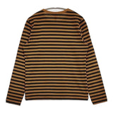 prit ボーダー コットン 製品染め 長袖Ｔシャツ カットソー ロンＴ ブラック ブラウン レディース プリット【中古】5-1207M∞