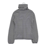 le petit bleu ボーダー タートルネック コットン 長袖Ｔシャツ カットソー ロンＴ ホワイト ネイビー レディース ルプティブルー【中古】5-1207M∞