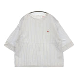 Danton DT-B0121 カラーレス プルオーバーシャツ ストライプ ブラウス シャツ ホワイト ブルー レディース ダントン【中古】5-1207S∞