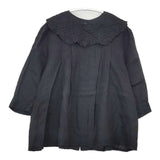 fig London 刺繍 つけ衿付 リネン バックボタン ブラウス シャツ ブラック レディース フィグロンドン【中古】6-0308M∞