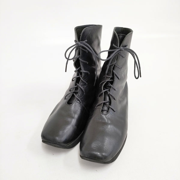 JURGEN LEHL レースアップ レザー サイズ23cm ブーツ ブラック レディース ヨーガンレール【中古】5-1102G◎