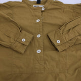 MHL. WASHED COTTON POPLIN Ochre 定価35200円 サイズ2 プルオーバーシャツワンピース 24SS ブラウン レディース エムエイチエル【中古】5-0902M♪