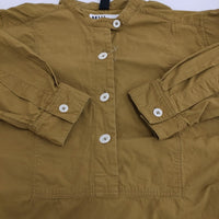 MHL. WASHED COTTON POPLIN Ochre 定価35200円 サイズ2 プルオーバーシャツワンピース 24SS ブラウン レディース エムエイチエル【中古】5-0902M♪