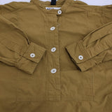 MHL. WASHED COTTON POPLIN Ochre 定価35200円 サイズ2 プルオーバーシャツワンピース 24SS ブラウン レディース エムエイチエル【中古】5-0902M♪