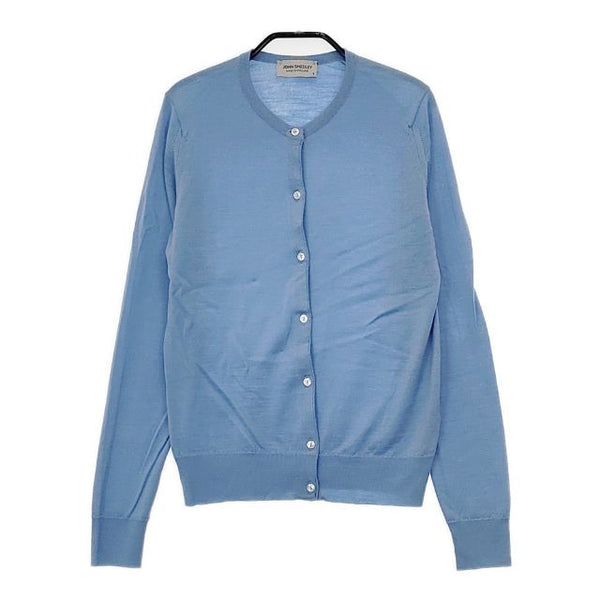 JOHN SMEDLEY イギリス製 メリノウール ニット カーディガン ブルー レディース ジョンスメドレー【中古】5-1102T∞