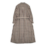 MICHEL Beaudouin スタンドカラーワンピース 定価35200円 リペル加工 ベルト付き ワンピース ブラウンビッグチェック レディース ミッシェルボードウィン【中古】5-1207M∞