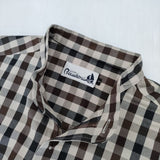 MICHEL Beaudouin スタンドカラーワンピース 定価35200円 リペル加工 ベルト付き ワンピース ブラウンビッグチェック レディース ミッシェルボードウィン【中古】5-1207M∞