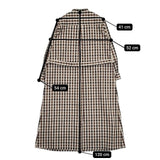 MICHEL Beaudouin スタンドカラーワンピース 定価35200円 リペル加工 ベルト付き ワンピース ブラウンビッグチェック レディース ミッシェルボードウィン【中古】5-1207M∞