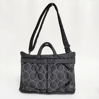 mina perhonen/PORTER tambourine 2WAY SHORT HELMET BAG ヘルメットバッグ ブラック グレー レディース ミナペルホネン/ポーター【中古】5-0829G♪