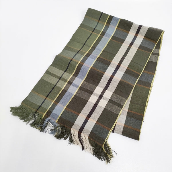 MARGARET HOWELL LINEN SUMMER TARTAN SCARF 定価49500円 イギリス製 ストール 24SS グリーン レディース マーガレットハウエル【中古】5-0908M♪