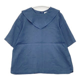 bulle de savon リネンコットン 五分袖 サイズF 03-01-BL-064-14-1 ブラウス シャツ ブルー レディース ビュルデサボン【中古】6-0410S△