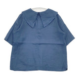 bulle de savon リネンコットン 五分袖 サイズF 03-01-BL-064-14-1 ブラウス シャツ ブルー レディース ビュルデサボン【中古】6-0410S△