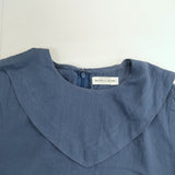 bulle de savon リネンコットン 五分袖 サイズF 03-01-BL-064-14-1 ブラウス シャツ ブルー レディース ビュルデサボン【中古】6-0410S△