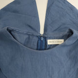 bulle de savon リネンコットン 五分袖 サイズF 03-01-BL-064-14-1 ブラウス シャツ ブルー レディース ビュルデサボン【中古】6-0410S△