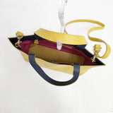 VIOLAd'ORO 2way レザー ショルダーバッグ トートバッグ イエロー レディース ヴィオラドーロ【中古】6-0101G∞