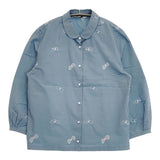 mina perhonen ws1913 chouho コットン 刺繍 サイズ36 ブラウス シャツ ブルー レディース ミナペルホネン【中古】5-1217M∞