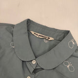 mina perhonen ws1913 chouho コットン 刺繍 サイズ36 ブラウス シャツ ブルー レディース ミナペルホネン【中古】5-1217M∞