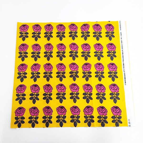 marimekko Vihkiruusu コットン はぎれ ファブリック 生地 オレンジ ピンク レディース マリメッコ【中古】5-1108G◎