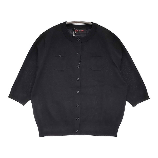 CABaN 新品 ファインポリエステルハーフスリーブポケットカーディガン サイズS 定価27500円 25SS ブラック レディース キャバン【中古】5-0908M♪