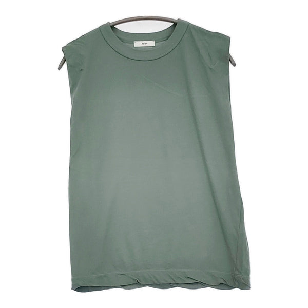 ATON 新品 FRESCA SINGLE JERSEY タンクトップ 定価13200円 ノースリーブ カットソー 25SS グリーン レディース エイトン【中古】5-0908S♪