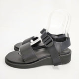 FOOTWORKS フットワークス レザーサンダル 定価52800円 24cm アンクルベルト サンダル ブラック レディース【中古】6-0417S◎