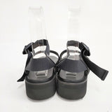 FOOTWORKS フットワークス レザーサンダル 定価52800円 24cm アンクルベルト サンダル ブラック レディース【中古】6-0417S◎