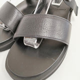 FOOTWORKS フットワークス レザーサンダル 定価52800円 24cm アンクルベルト サンダル ブラック レディース【中古】6-0417S◎