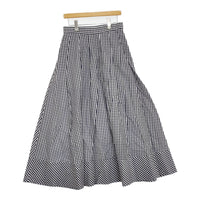 saqui vichy long skirt 38 20SS10 コットンシルク ギンガムチェック フレア ロングスカート ネイビー ホワイト レディース サキ【中古】5-0902M♪