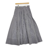 saqui vichy long skirt 38 20SS10 コットンシルク ギンガムチェック フレア ロングスカート ネイビー ホワイト レディース サキ【中古】5-0902M♪