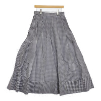 saqui vichy long skirt 38 20SS10 コットンシルク ギンガムチェック フレア ロングスカート ネイビー ホワイト レディース サキ【中古】5-0902M♪