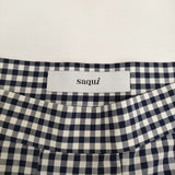 saqui vichy long skirt 38 20SS10 コットンシルク ギンガムチェック フレア ロングスカート ネイビー ホワイト レディース サキ【中古】5-0902M♪