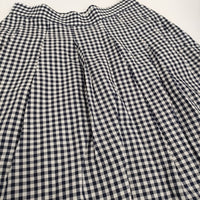 saqui vichy long skirt 38 20SS10 コットンシルク ギンガムチェック フレア ロングスカート ネイビー ホワイト レディース サキ【中古】5-0902M♪