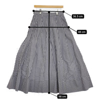 saqui vichy long skirt 38 20SS10 コットンシルク ギンガムチェック フレア ロングスカート ネイビー ホワイト レディース サキ【中古】5-0902M♪