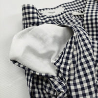 saqui vichy long skirt 38 20SS10 コットンシルク ギンガムチェック フレア ロングスカート ネイビー ホワイト レディース サキ【中古】5-0902M♪