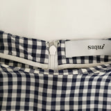 saqui vichy big sleeve blouse 38 定価33000円 コットンシルク ギンガムチェック ブラウス ネイビー ホワイト レディース サキ【中古】5-0908M♪