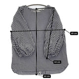 saqui vichy big sleeve blouse 38 定価33000円 コットンシルク ギンガムチェック ブラウス ネイビー ホワイト レディース サキ【中古】5-0908M♪