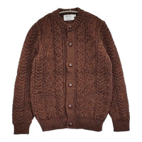 Kerry Woollen Mills アランニット イギリス製 サイズ36 ケーブル カーディガン ブラウン レディース ケリーウーレンミルズ【中古】5-1014T♪