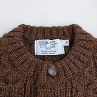 Kerry Woollen Mills アランニット イギリス製 サイズ36 ケーブル カーディガン ブラウン レディース ケリーウーレンミルズ【中古】5-1014T♪