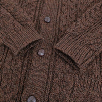 Kerry Woollen Mills アランニット イギリス製 サイズ36 ケーブル カーディガン ブラウン レディース ケリーウーレンミルズ【中古】5-1014T♪