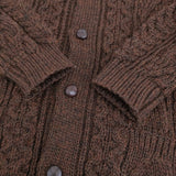 Kerry Woollen Mills アランニット イギリス製 サイズ36 ケーブル カーディガン ブラウン レディース ケリーウーレンミルズ【中古】5-1014T♪