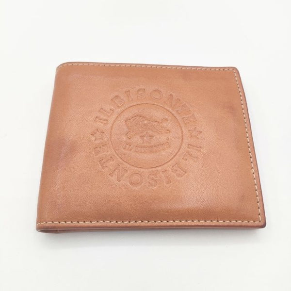 IL BISONTE 二つ折り レザー 革 小銭入れあり 二つ折り財布 ベージュ レディース イルビゾンテ【中古】5-1012G∞