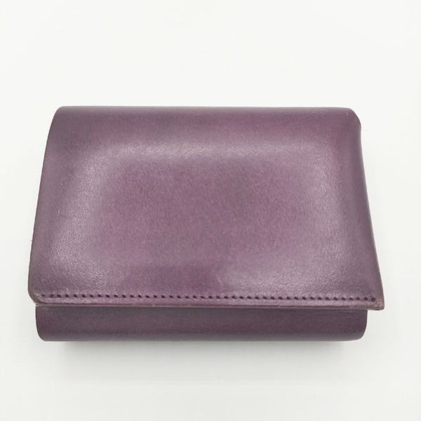 FABRIK TRI-FOLD WALLET 定価14850 三つ折り レザー 牛革 ワックス加工 財布 パープル レディース ファブリック【中古】5-1012G∞