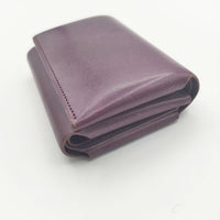 FABRIK TRI-FOLD WALLET 定価14850 三つ折り レザー 牛革 ワックス加工 財布 パープル レディース ファブリック【中古】5-1012G∞