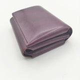 FABRIK TRI-FOLD WALLET 定価14850 三つ折り レザー 牛革 ワックス加工 財布 パープル レディース ファブリック【中古】5-1012G∞