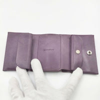 FABRIK TRI-FOLD WALLET 定価14850 三つ折り レザー 牛革 ワックス加工 財布 パープル レディース ファブリック【中古】5-1012G∞