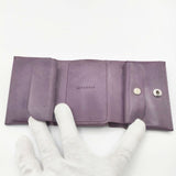 FABRIK TRI-FOLD WALLET 定価14850 三つ折り レザー 牛革 ワックス加工 財布 パープル レディース ファブリック【中古】5-1012G∞