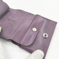 FABRIK TRI-FOLD WALLET 定価14850 三つ折り レザー 牛革 ワックス加工 財布 パープル レディース ファブリック【中古】5-1012G∞