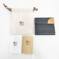 IL BISONTE 24SS 2つ折り レザー 革 二つ折り財布 ネイビー レディース イルビゾンテ【中古】5-1001G◎